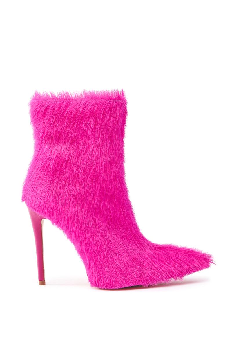 AZALEA WANG MARIELLA FUSHSIA HAIRY STILETTO BOOTIE