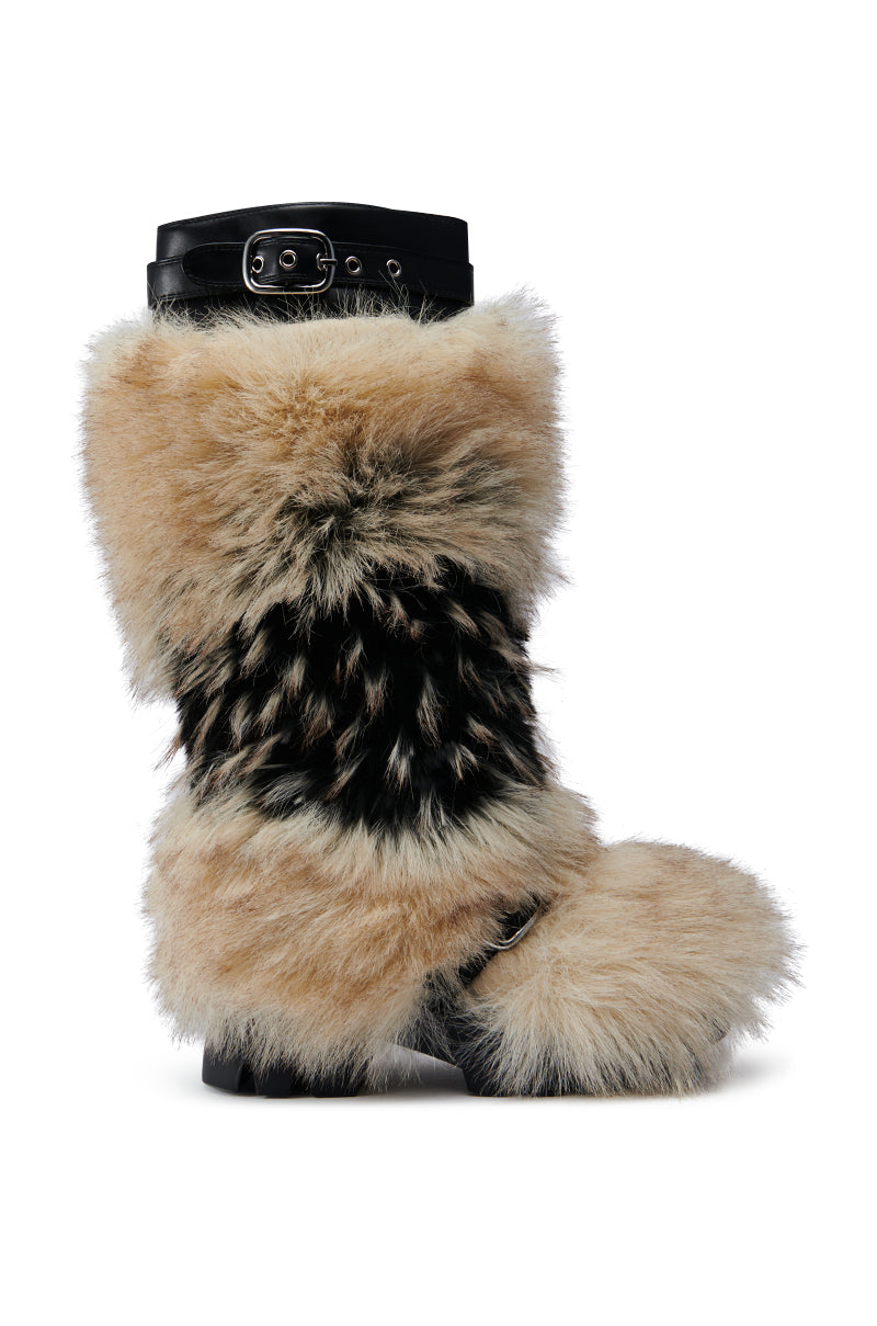 AZALEA WANG ANISA MULTI BROWN FUR FLATFORM BOOT