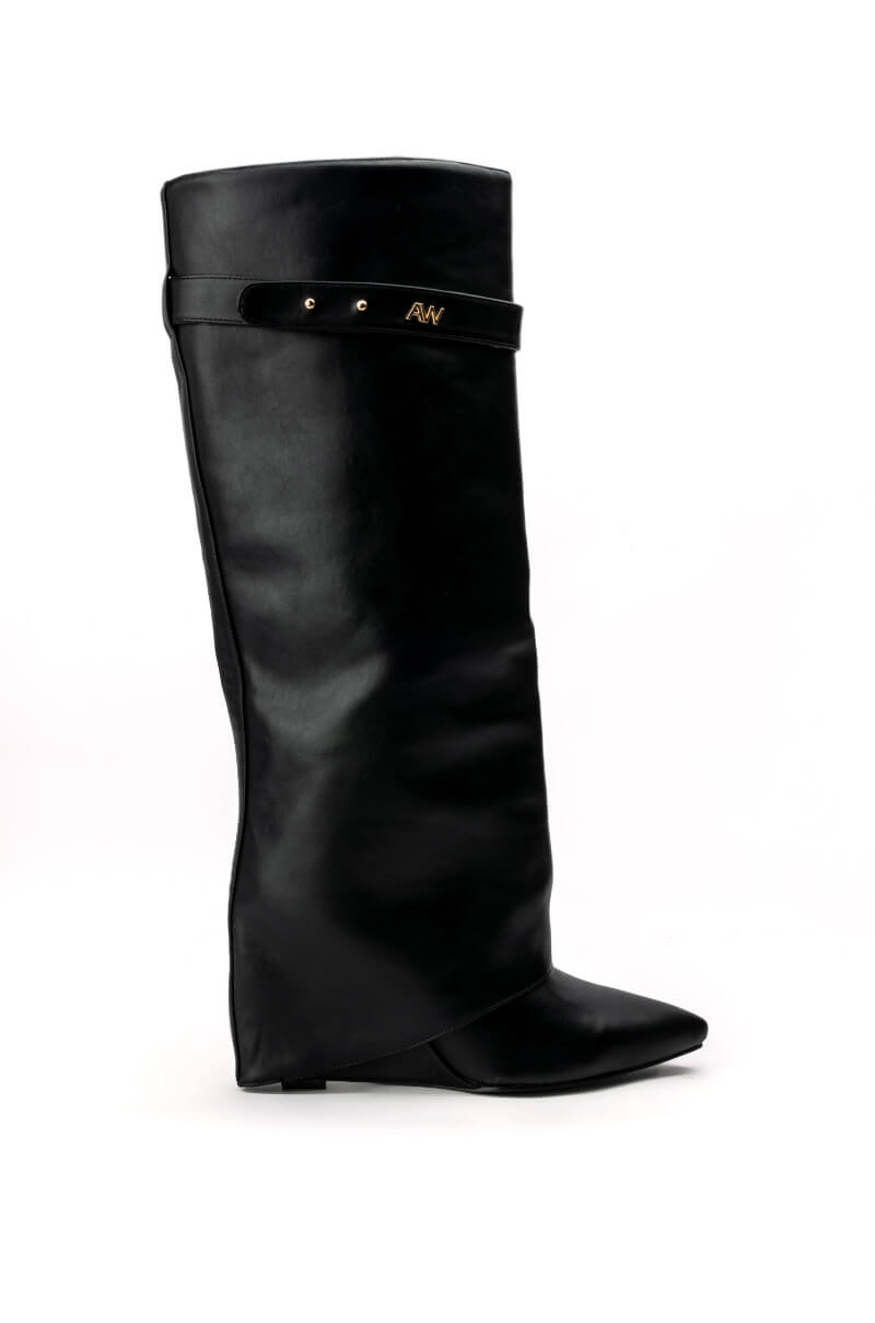 AZALEA WANG STUCK ON YOU WEDGE BOOT IN BLACK