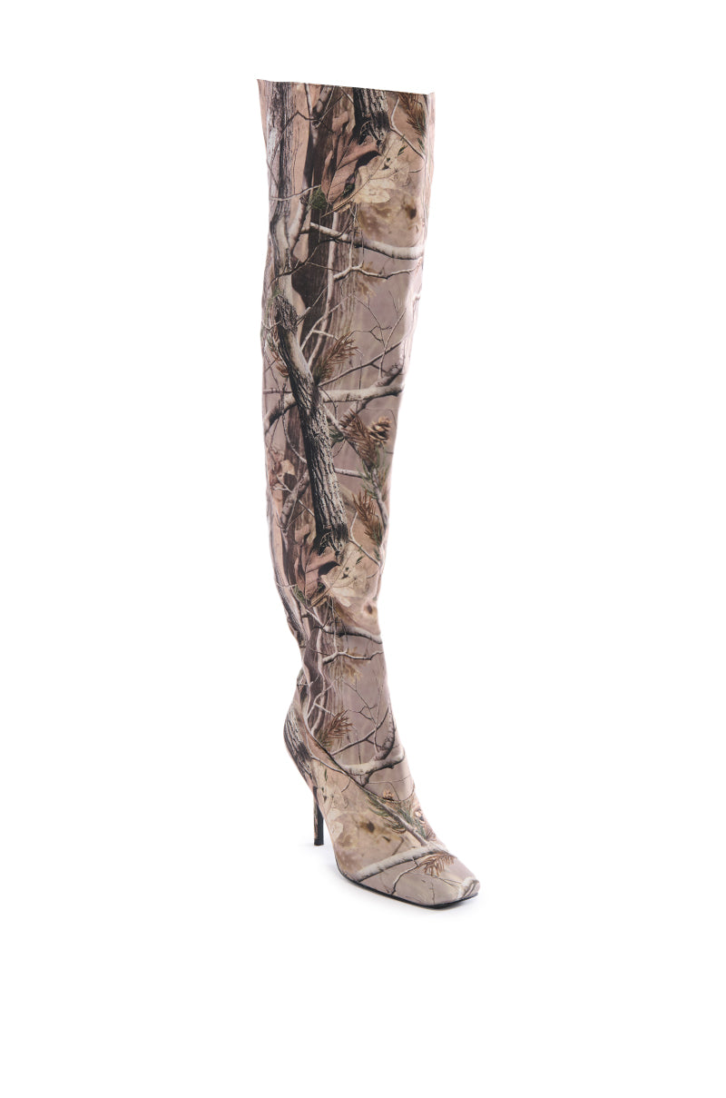 AZALEA WANG BOISTEROUS CAMO SQUARE TOE BOOT