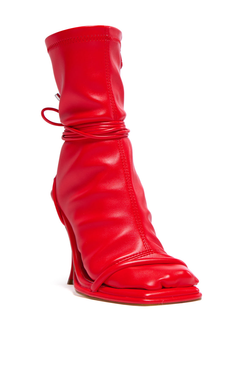 AZALEA WANG KOHINOOR RED FUTURISTIC SANDAL BOOTIE