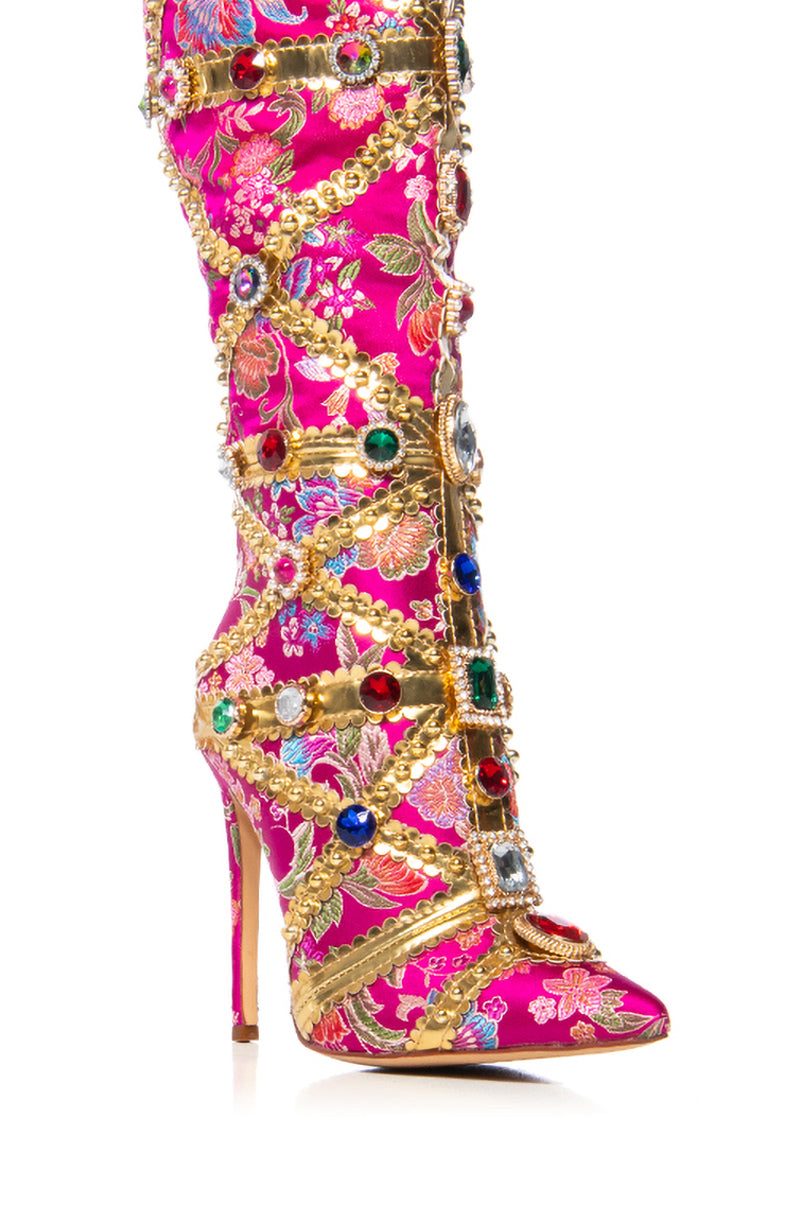 AZALEA WANG CONFIDENT EMBELLISHED BOOT IN PINK