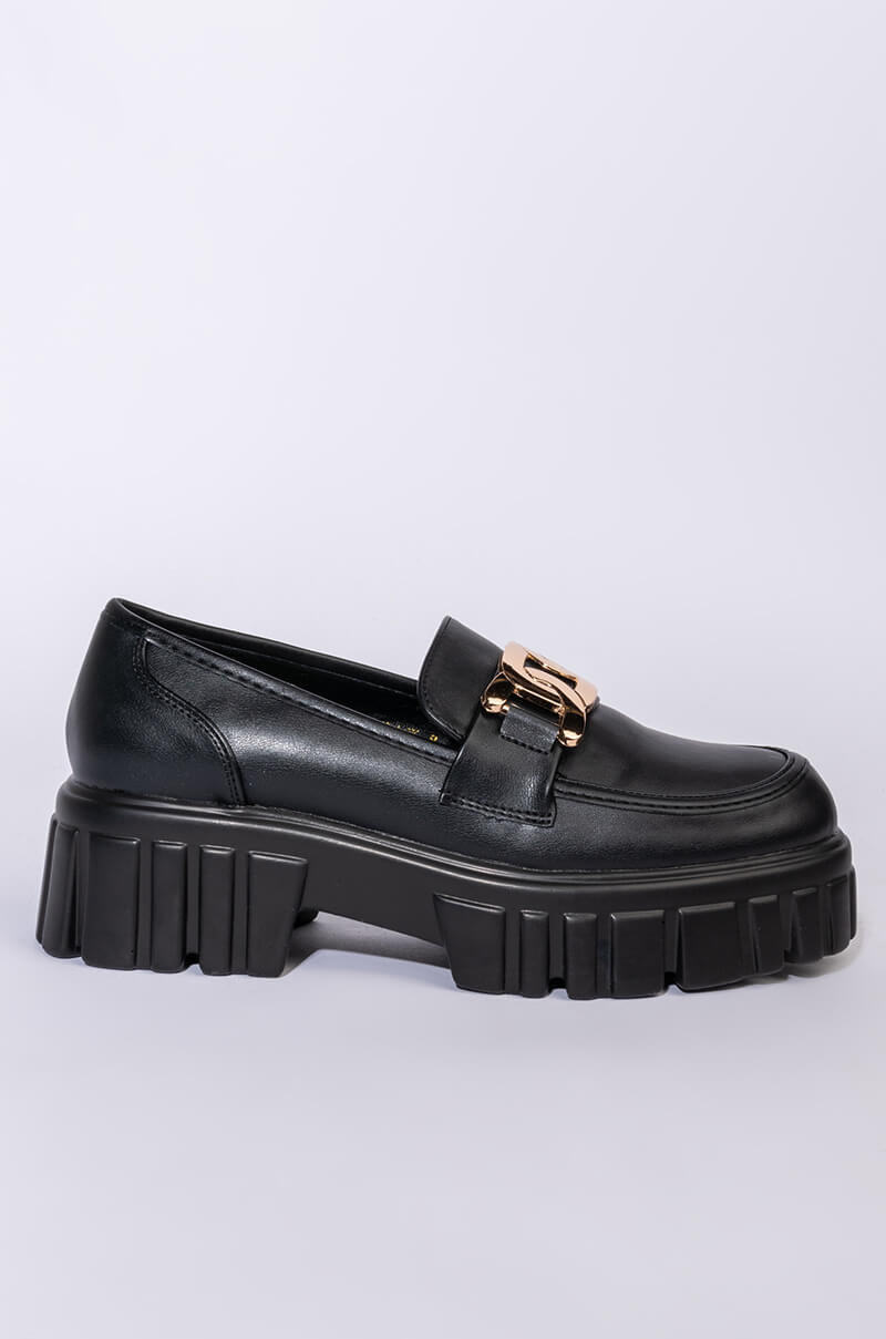 AZALEA WANG NO TIME IS WASTED FLATFORM LOAFER IN BLACK