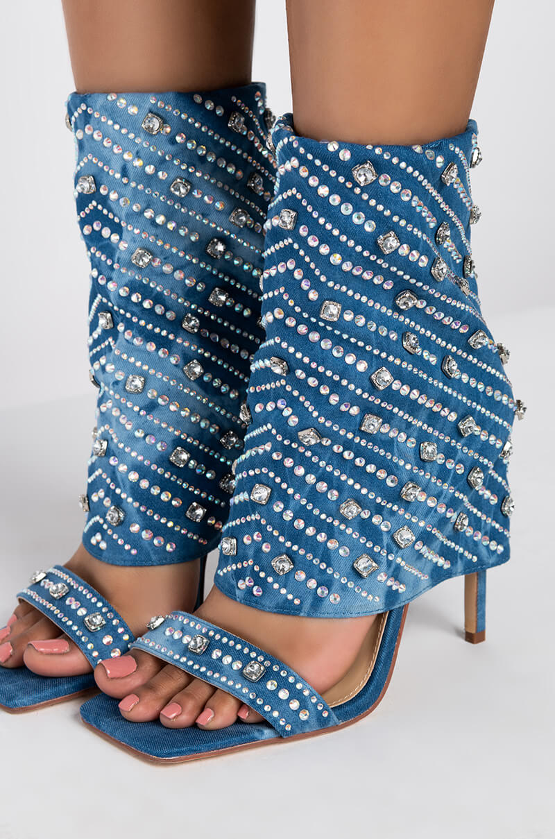 AZALEA WANG SAY IT LIKE YOU MEAN IT STILETTO SANDAL IN DENIM