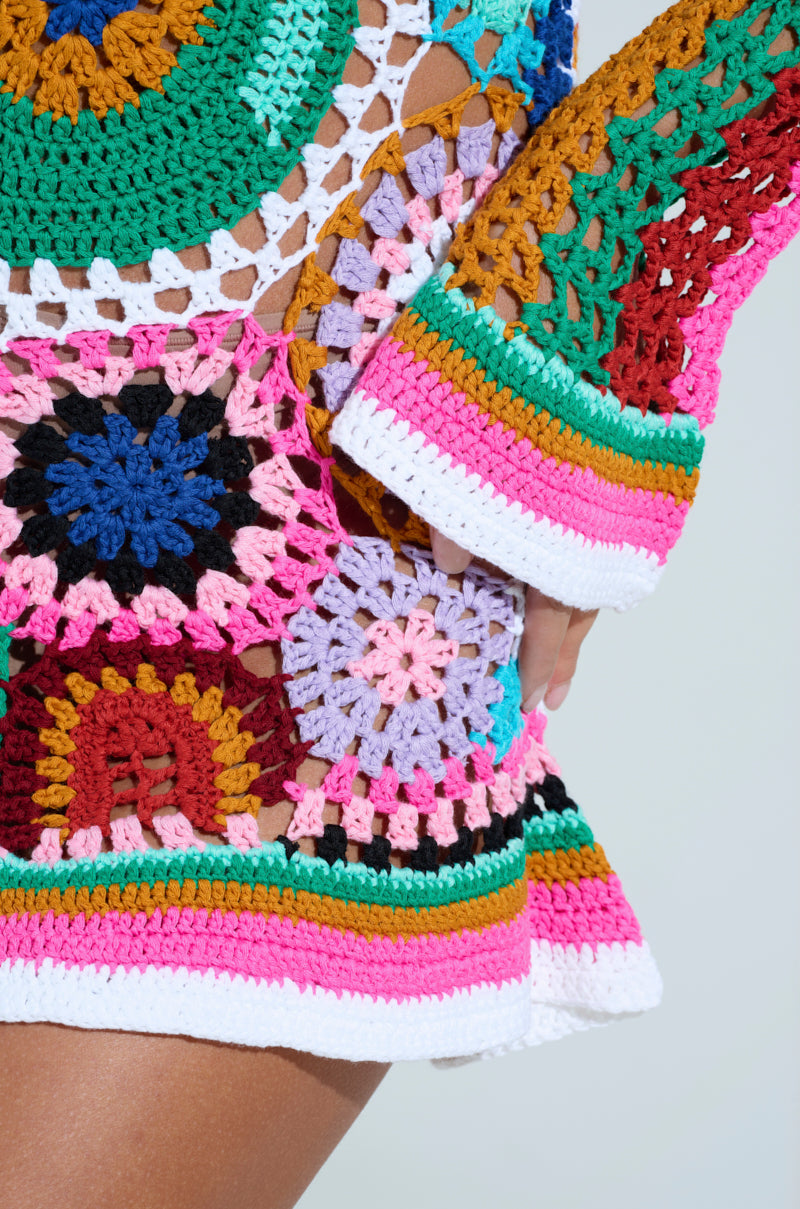 CROCHET ALL DAY COLORBLOCK MINI DRESS