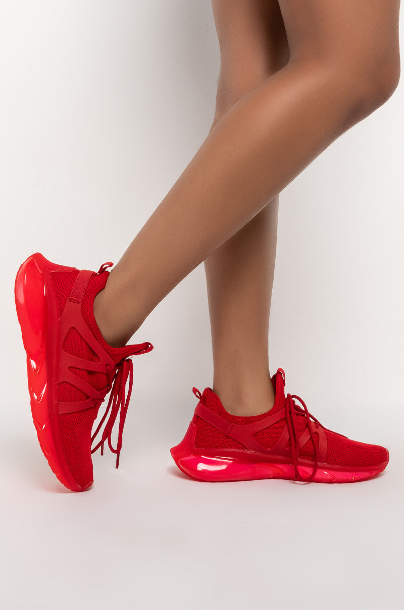 AZALEA WANG ALL EYES ON ME FLAT SNEAKER IN RED