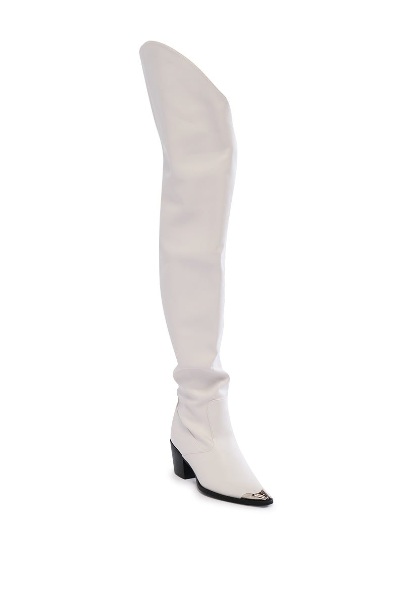 AZALEA WANG RIA OVER THE THIGH WESTERN BOOT IN WHITE