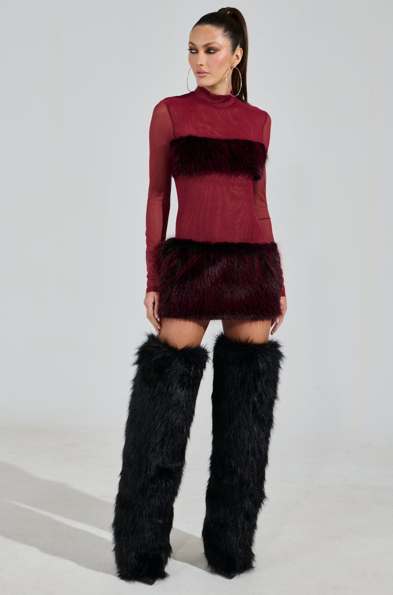 ZOEY MESH FUR MINI DRESS