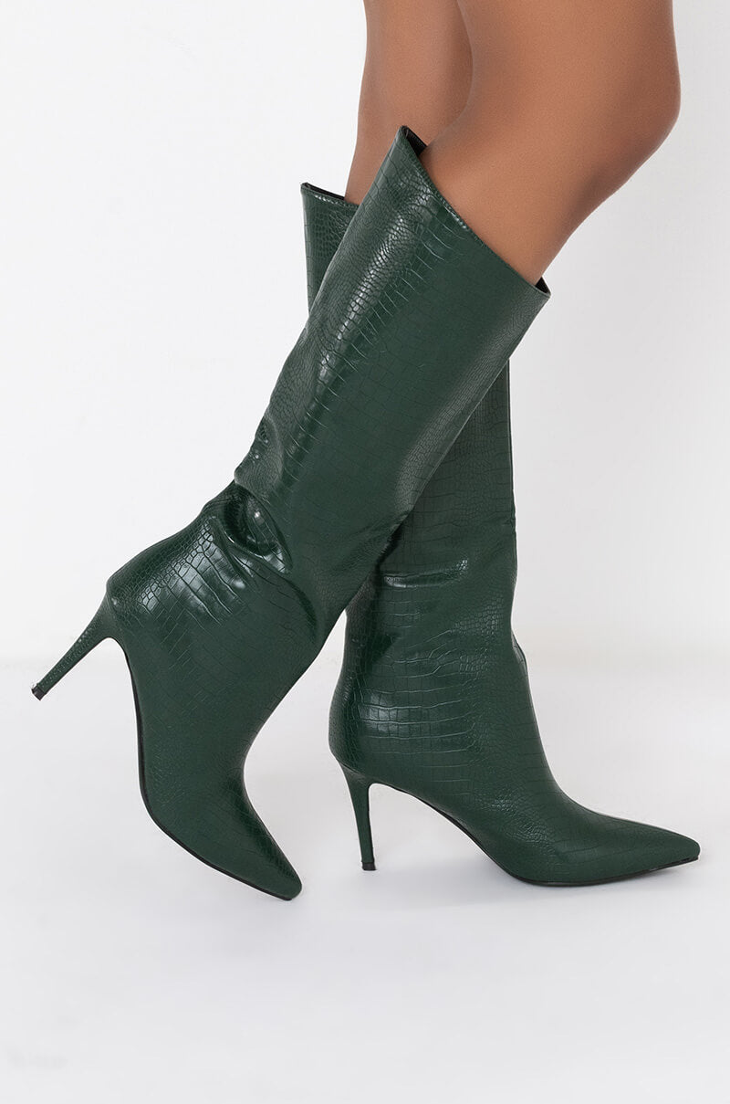 AZALEA WANG FALL FOR YOU STILETTO BOOT IN GREEN