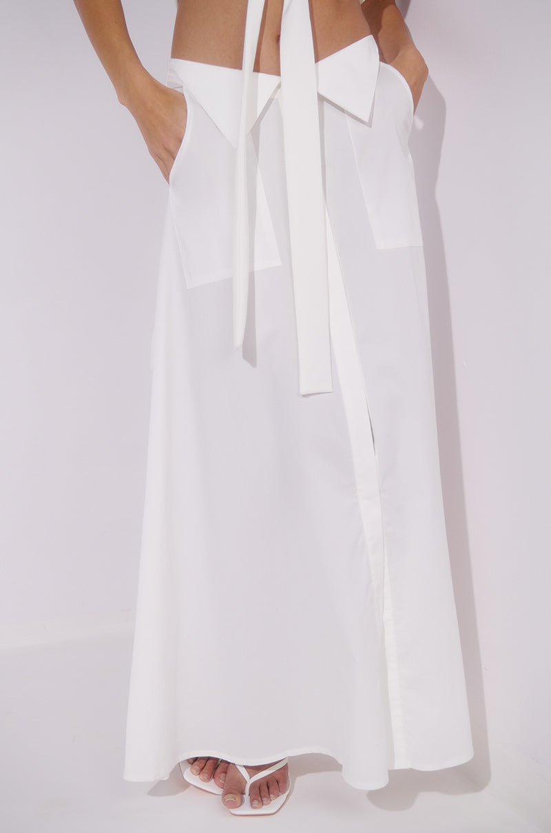 GONE GIRL FRONT BUTTON DOWN POPLIN MAXI SKIRT