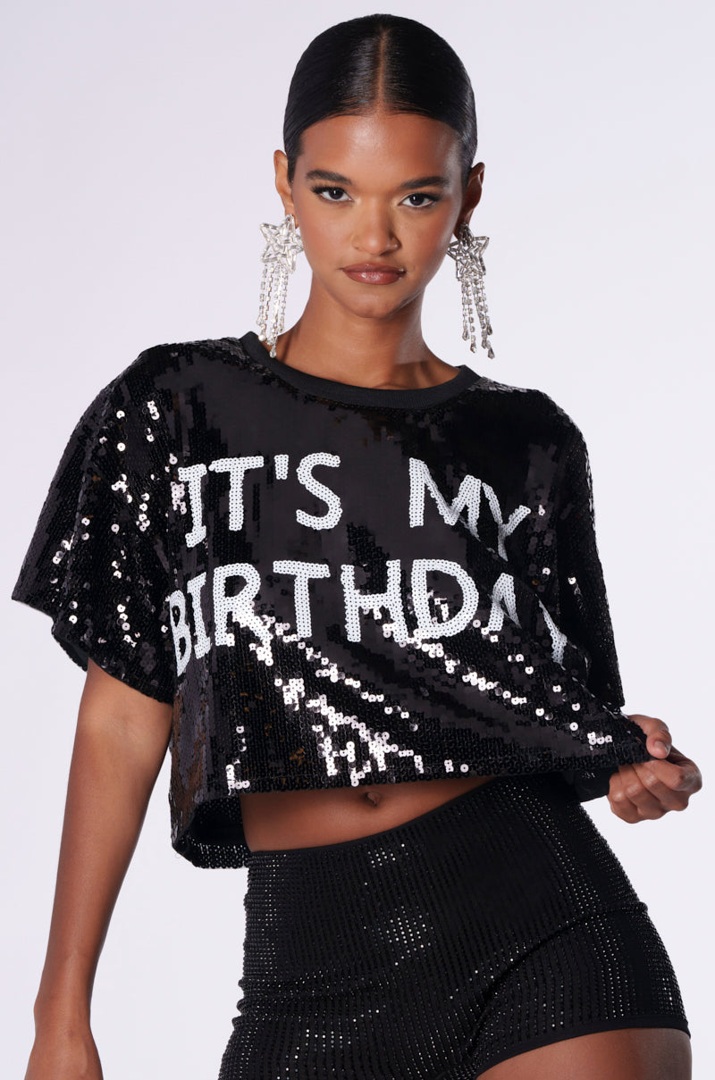 IT'S MY BIRTHDAY SEQUIN T-SHIRT