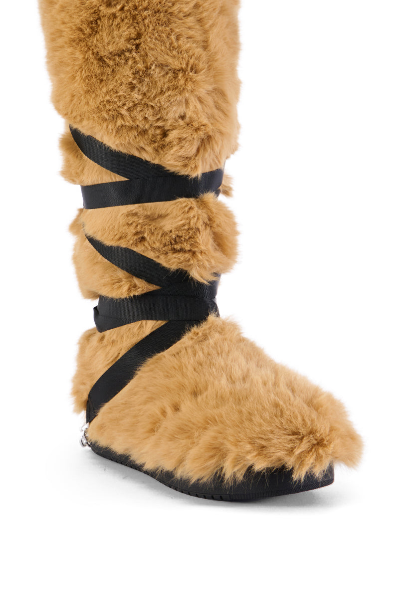 AZALEA WANG TZILA TAN FUR FLAT BOOT