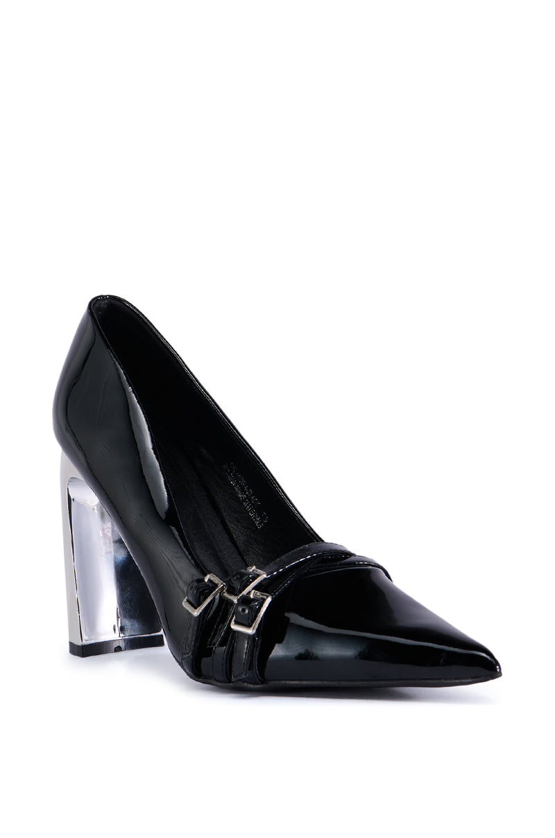 AZALEA WANG CALANDRA BLACK CHUNKY PUMP