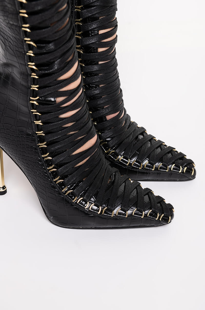 AZALEA WANG TELL ME WHERE YOU WANNA GO STILETTO BOOTIE IN BLACK