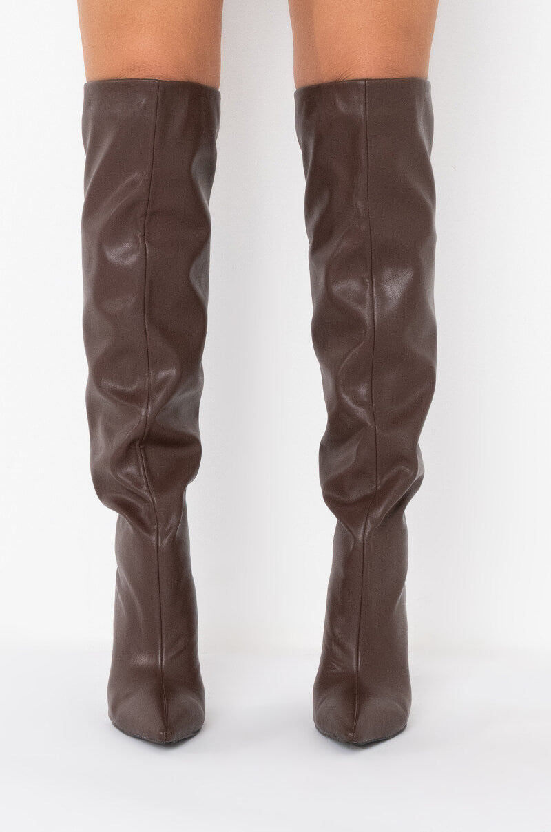 AZALEA WANG SWEET DREAMS STILETTO BOOT IN BROWN