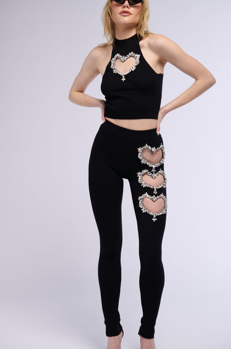 HAND TO HEART EMBELLISHED MOCK NECK TANK
