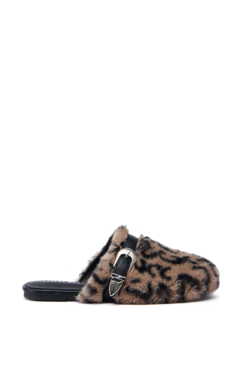 AZALEA WANG RAMIE LEOPARD MULE FLAT