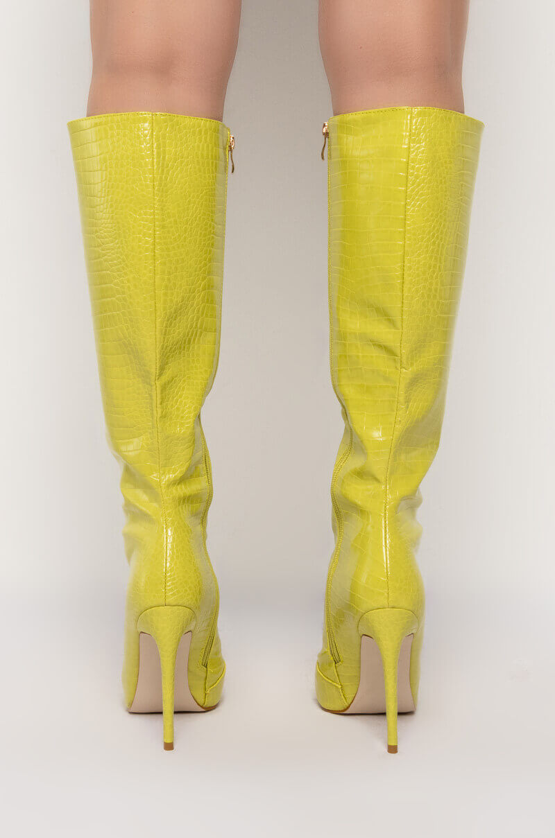 AZALEA WANG JUST MY LUCK STILETTO BOOT IN LIME