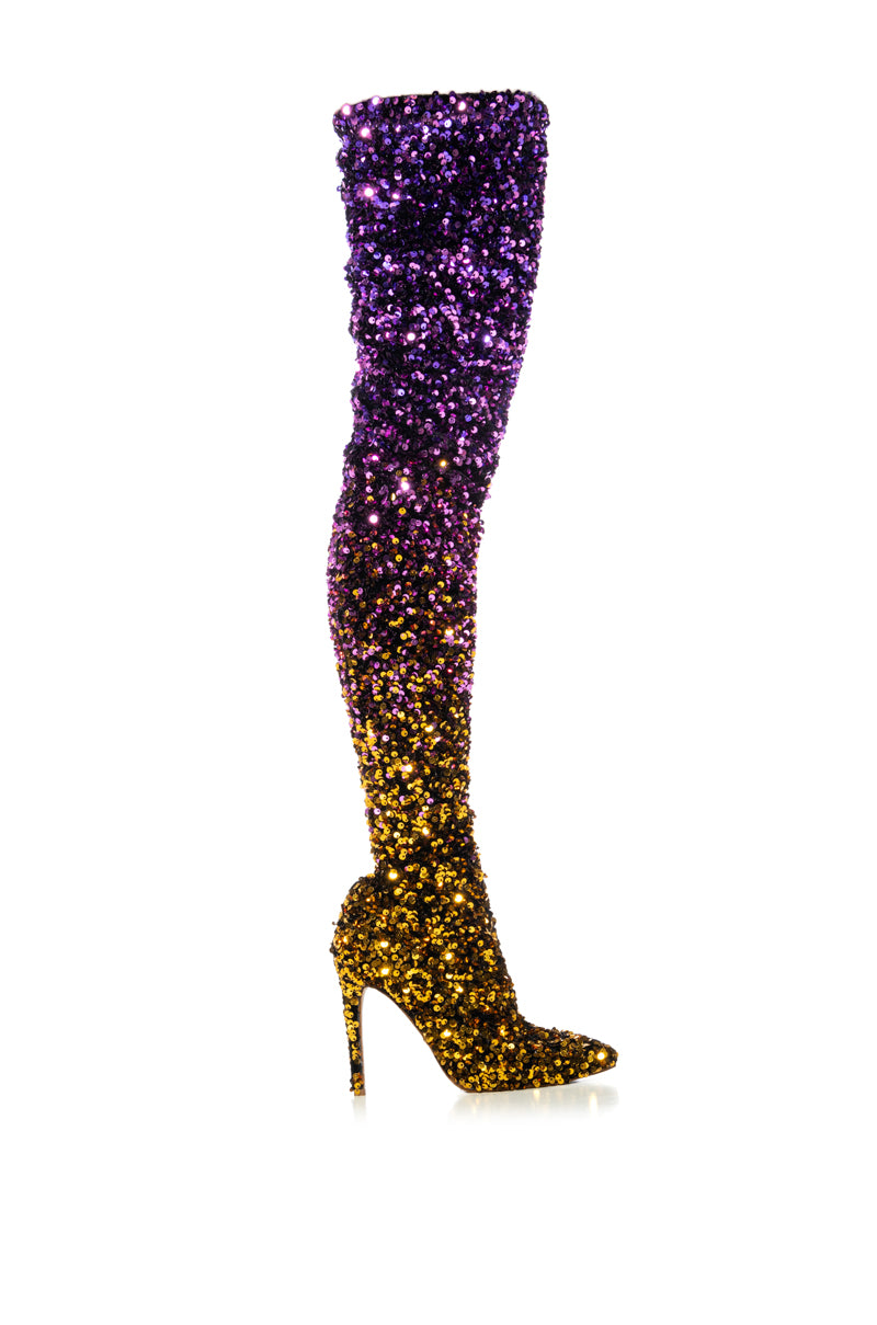 AZALEA WANG ELLIANA SEQUIN MULTI STILETTO BOOT