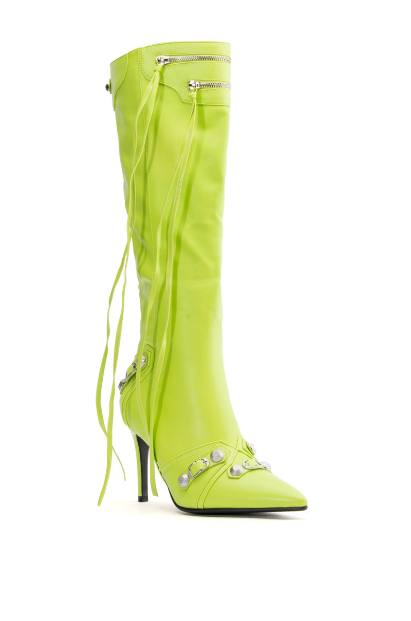 AZALEA WANG MAEVE STILETTO BOOT IN GREEN