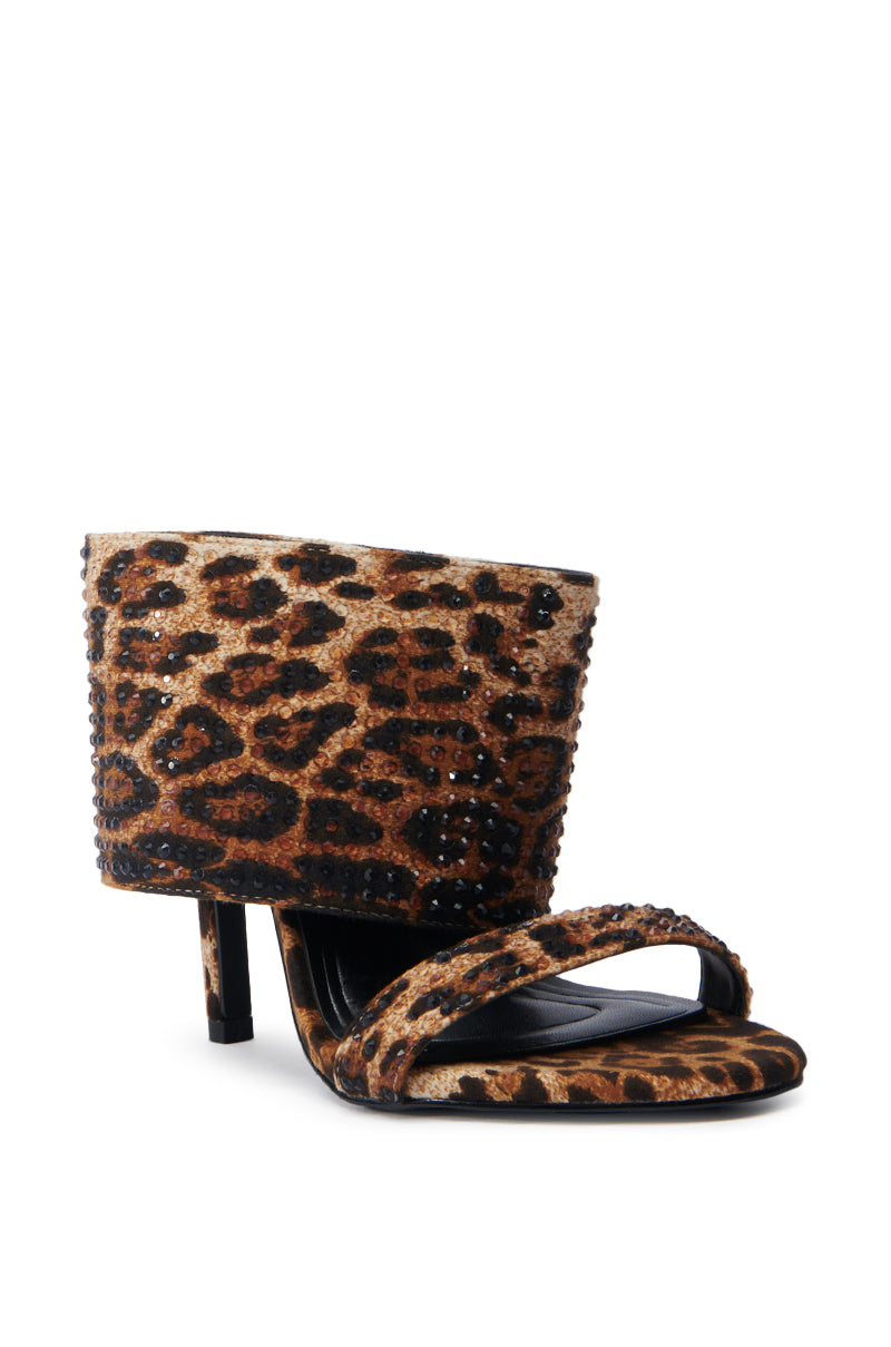 AZALEA WANG JANSEN LEOPARD RHINESTONE STILETTO SANDAL