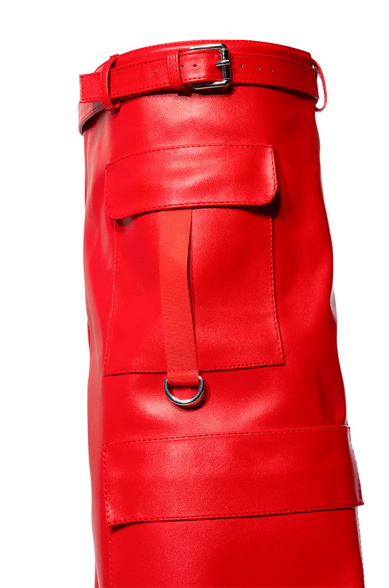 AZLAEA WANG ALEXIA RED WEDGE BOOT