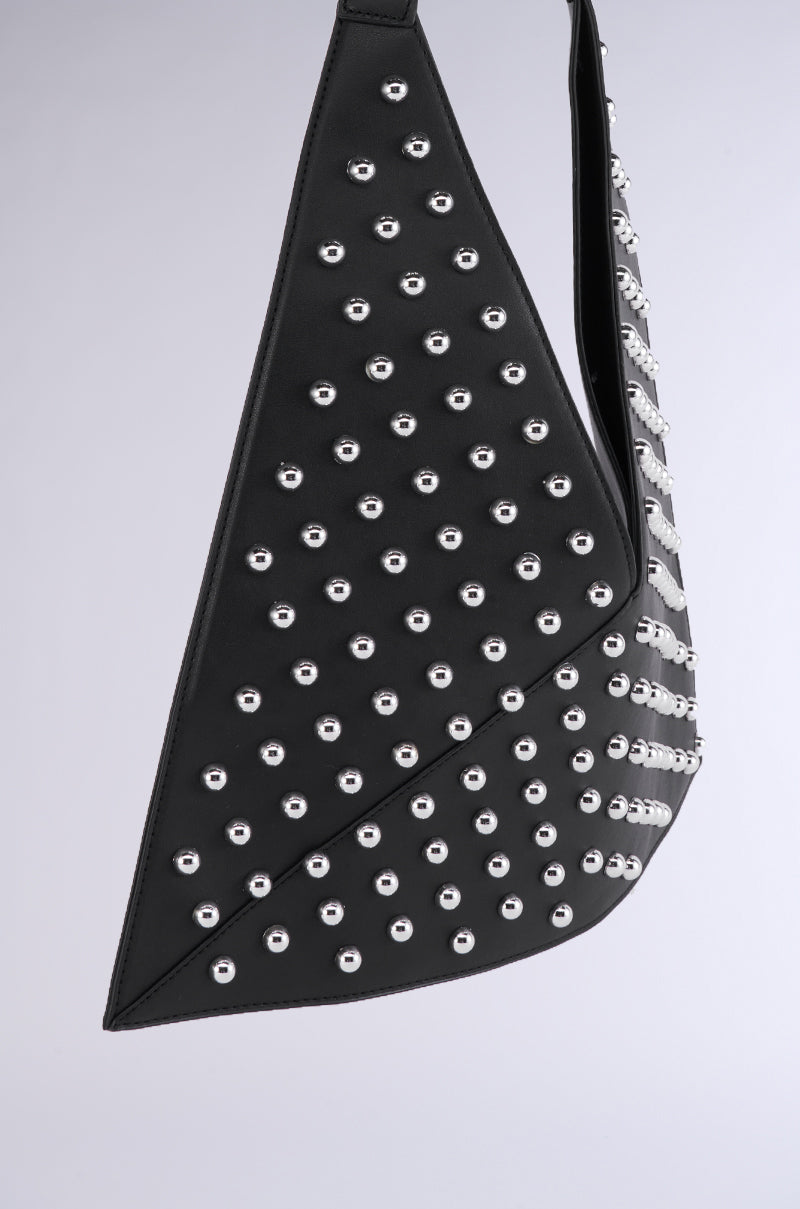 ON THE TOWN STUDDED FAUX LEATHER TOTE