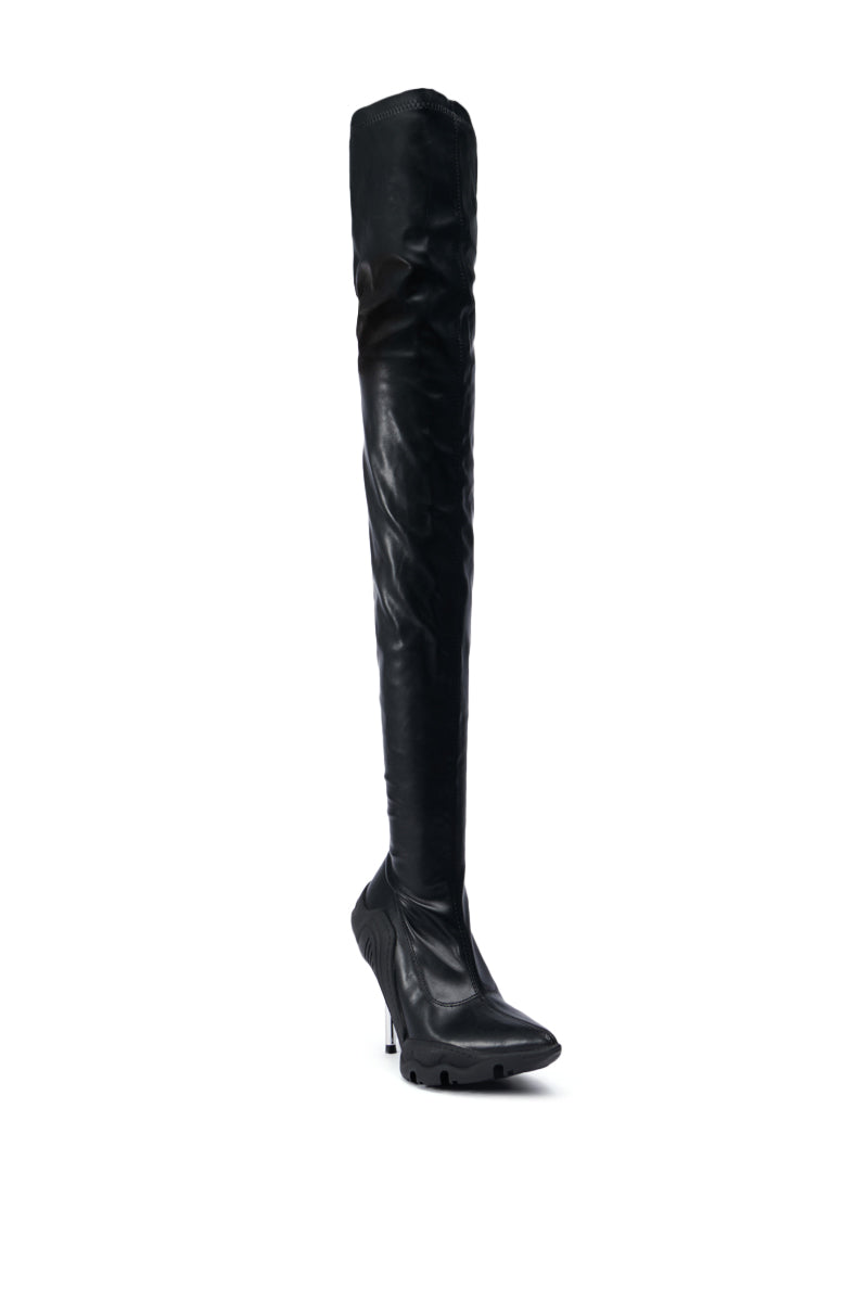 AZALEA WANG MCARTNEY STRETCH BLACK STILETTO BOOT