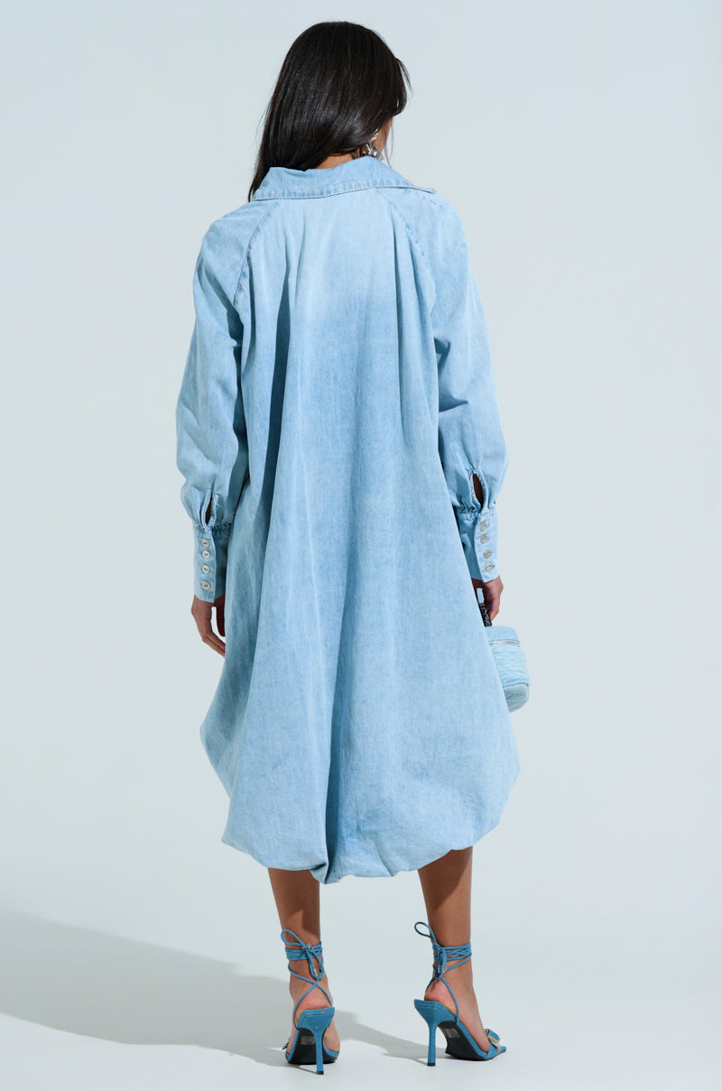 AMELIA DENIM HIGH-LOW DRESS