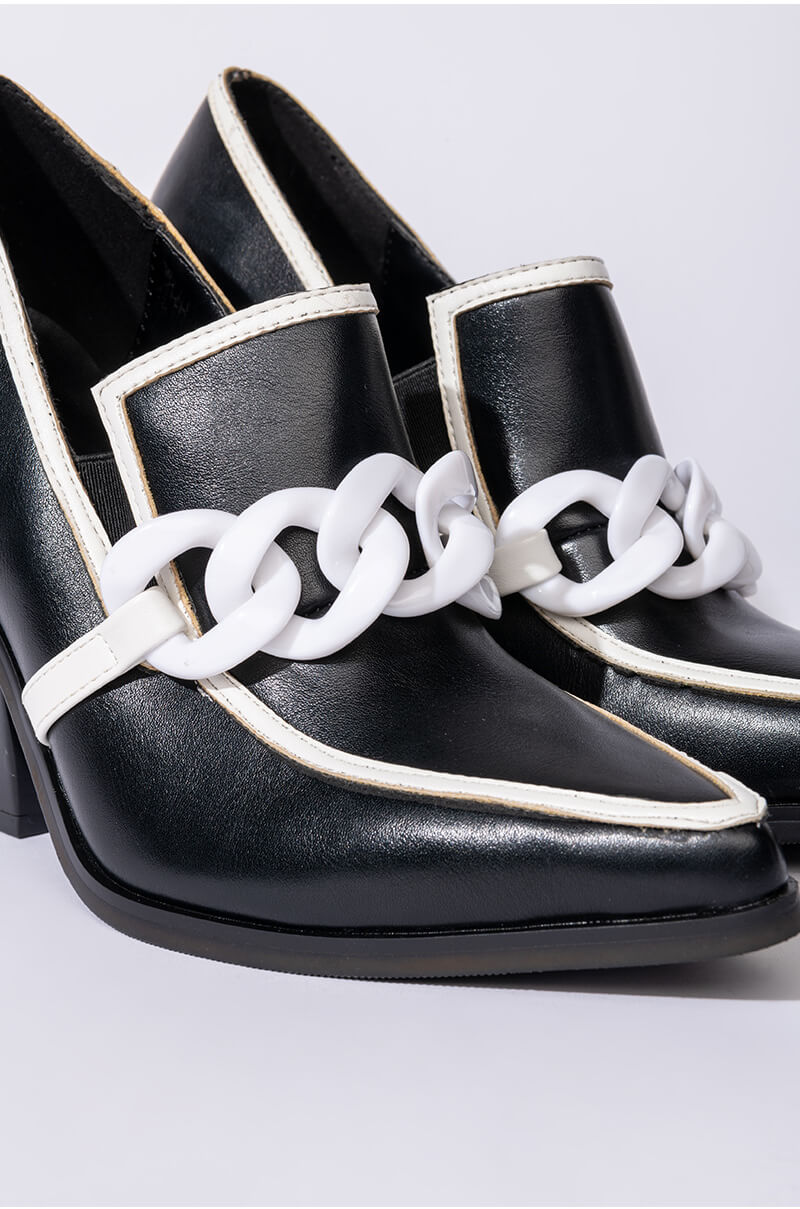AZALEA WANG WORK HARD PLAY HARD CHUNKY BOOTIE IN BLACK WHITE