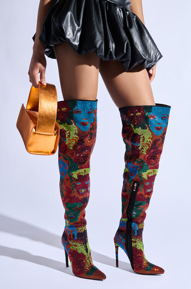 AZALEA WANG NERISSA MULTI STILETTO THIGH HIGH BOOTS