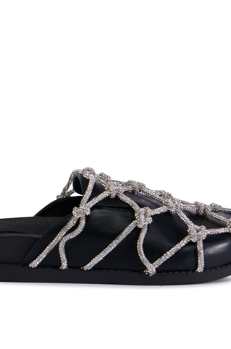 AZALEA WANG SHYLAH BLACK DIAMOND ROPE NETTED FLAT