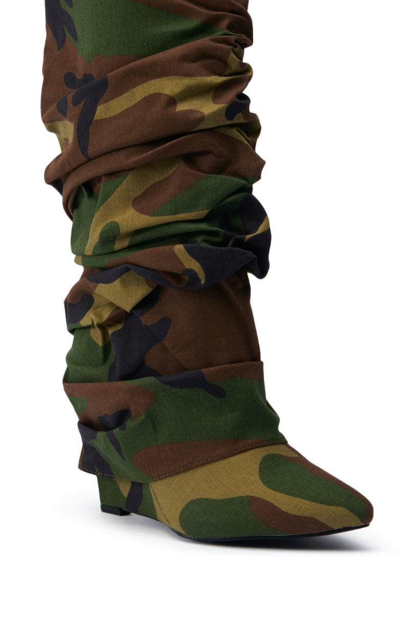 AZALEA WANG ZUMMA CAMO WEDGE BOOT