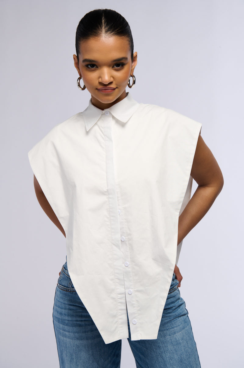 ALWAYS GIVING BUTTON DOWN POPLIN BLOUSE