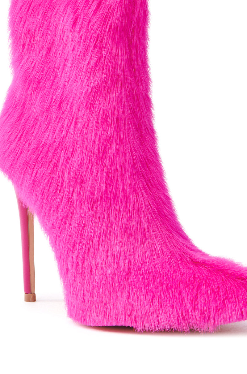 AZALEA WANG MARIELLA FUSHSIA HAIRY STILETTO BOOTIE