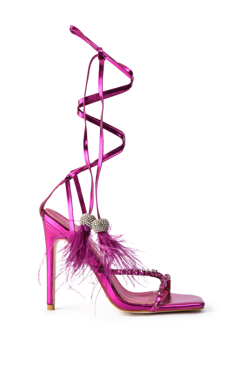 AZALEA WANG MISSY STILETTO METALLIC SANDAL IN FUCHSIA