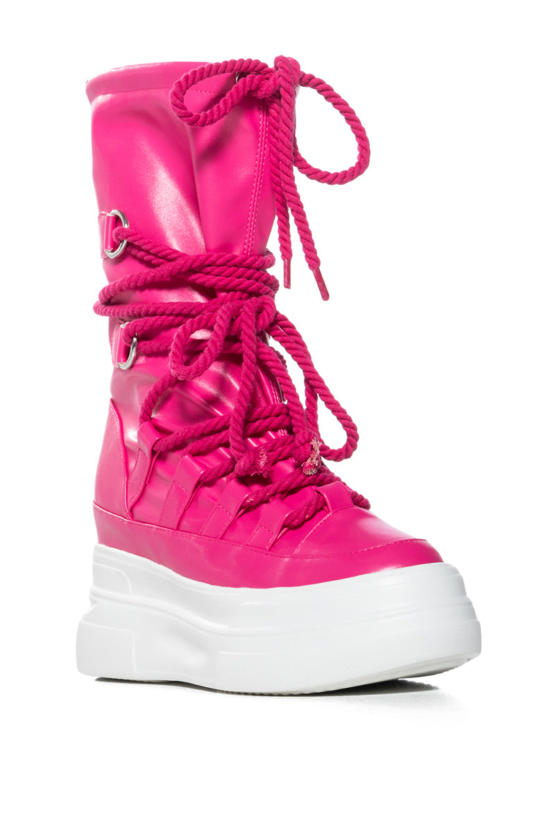 AZALEA WANG RANDOLPH LACE UP HIGH TOP SNEAKER IN FUCHSIA