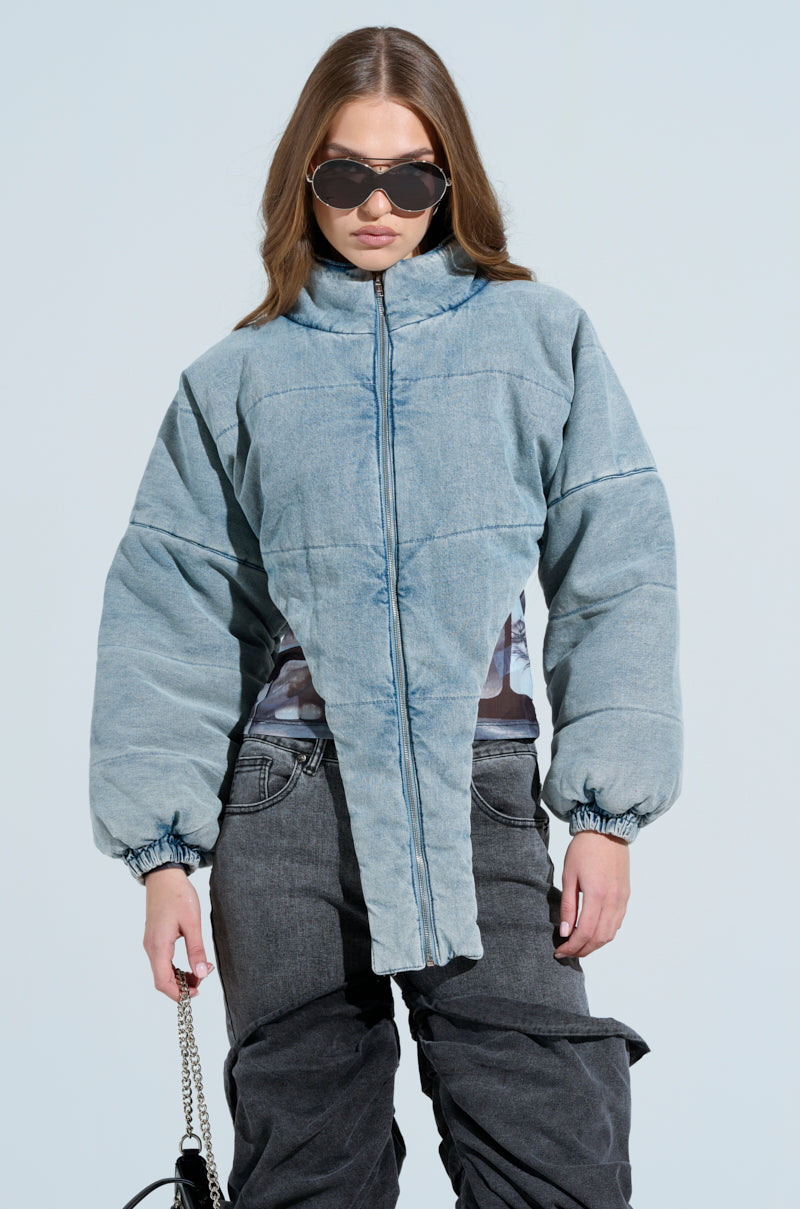 CHARLI CROPPED DENIM PUFFER