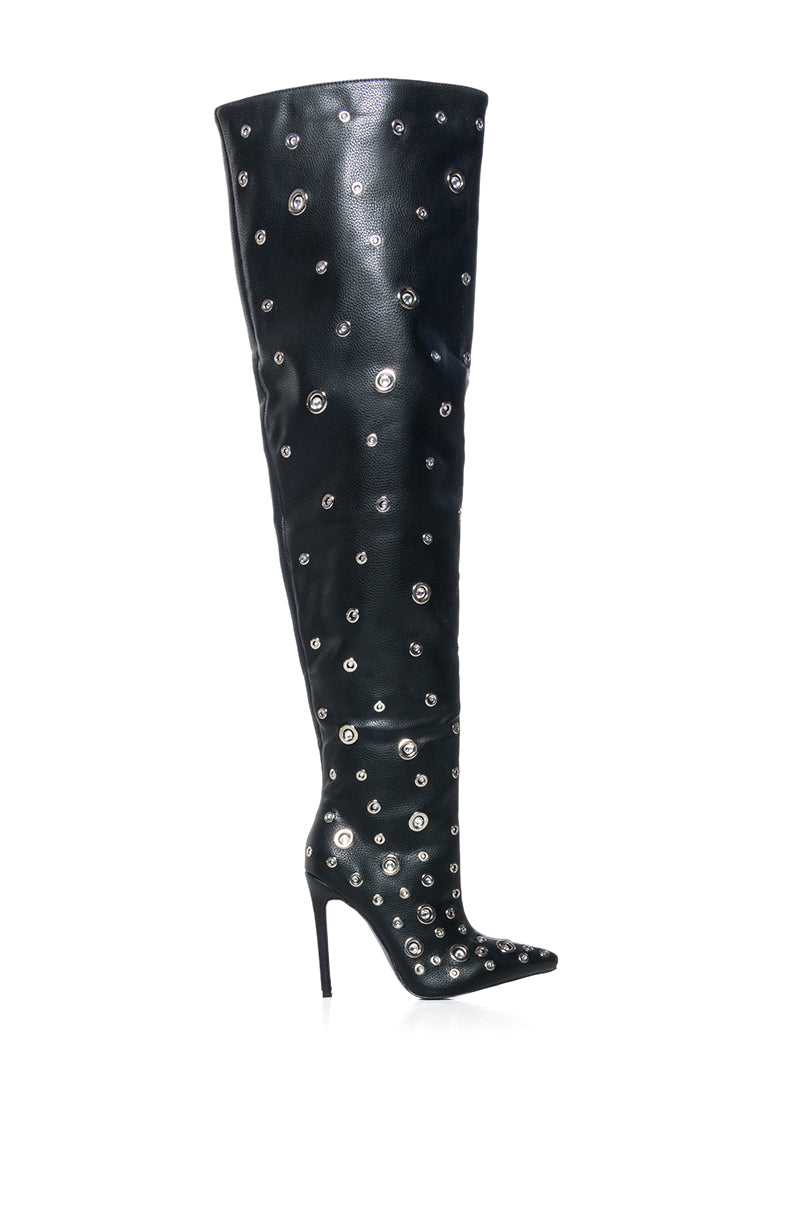 AZALEA WANG EIRENE BLACK EMBELLISHED BOOT