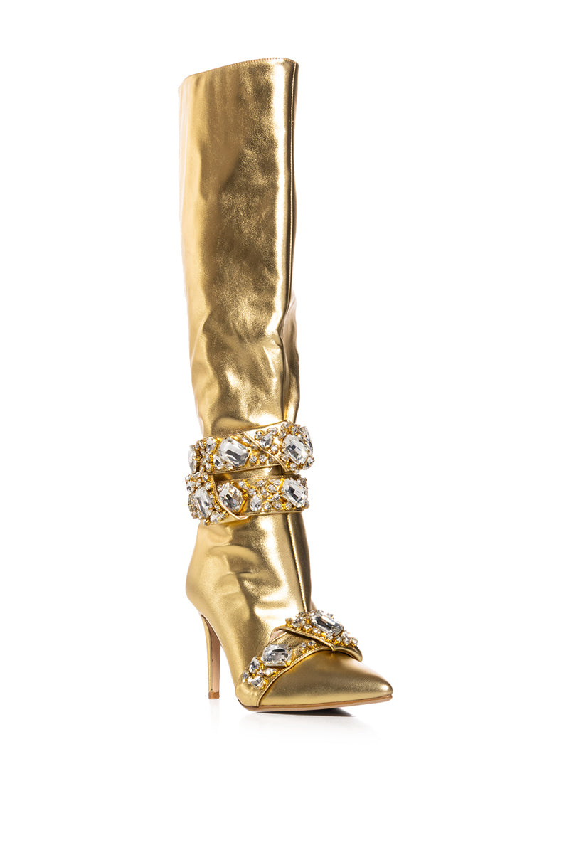 AZALEA WANG ALONZA GOLD DIAMOND EMBELLISHED BOOT