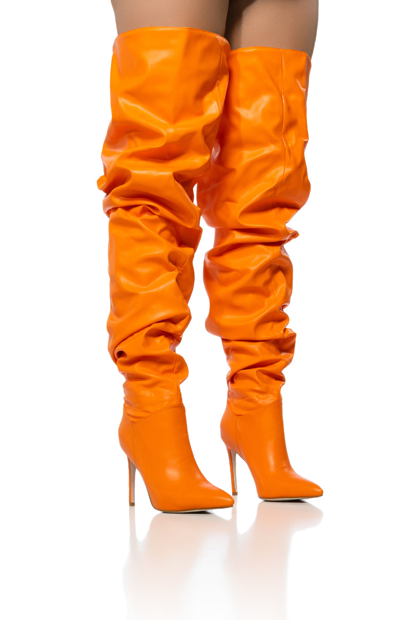 AZALEA WANG TORVI ORANGE RUCHED BOOT