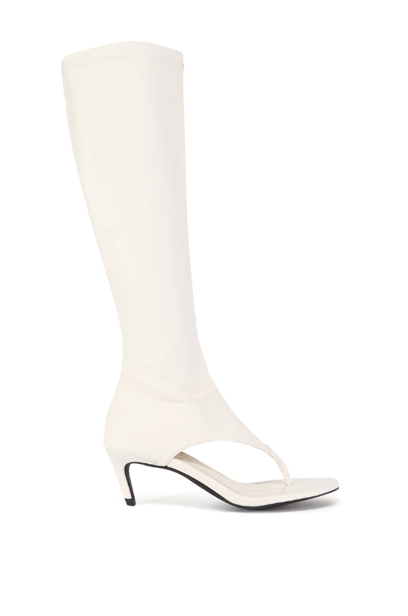 AZALEA WANG CECILE OPEN TOE SANDAL BOOT IN WHITE