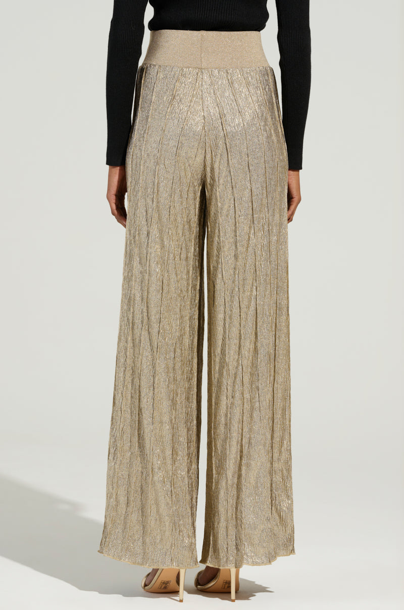 FEELING GODLY PLEATED HIGH WAIST PANT IN GOLD