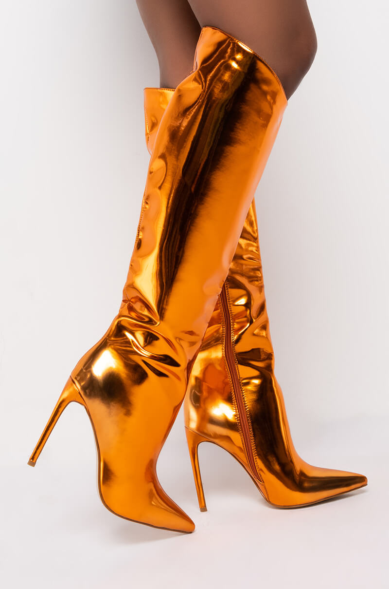 AZALEA WANG DON'T WANNA FALL IN LOVE STILETTO BOOT IN ORANGE