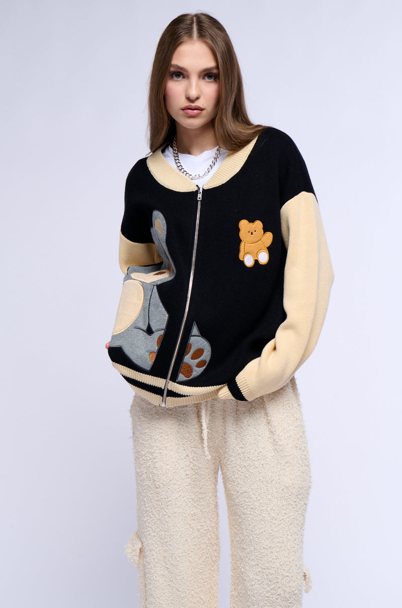 BEARY COZY FULL ZIP OVERSIZED SWEATER