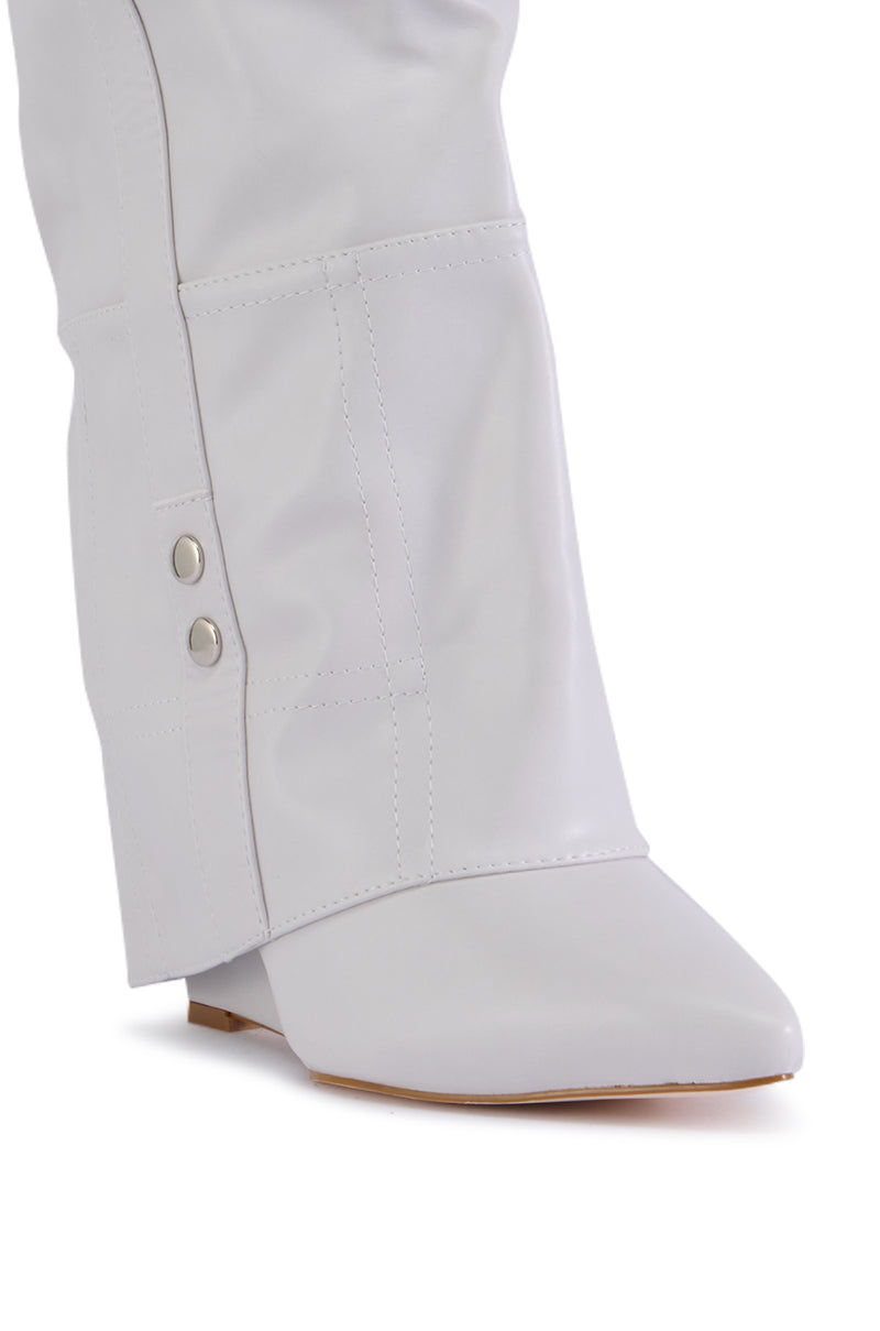 AZALEA WANG RAILAY BONE KNEE HIGH WEDGE BOOT