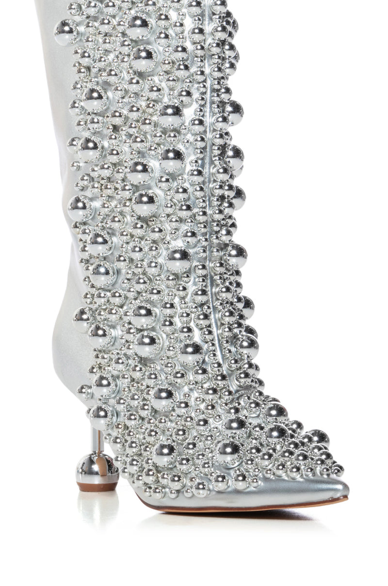 AZALEA WANG SELKIE SILVER BALL DETAIL BOOTIE