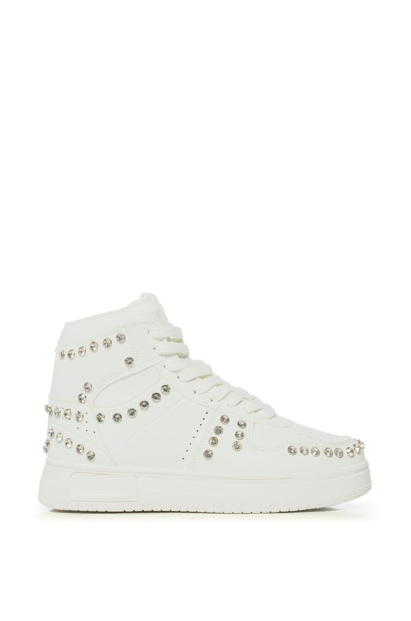 AZALEA WANG NIMBUS WHITE EMBELLISHED HIGH TOP SNEAKER