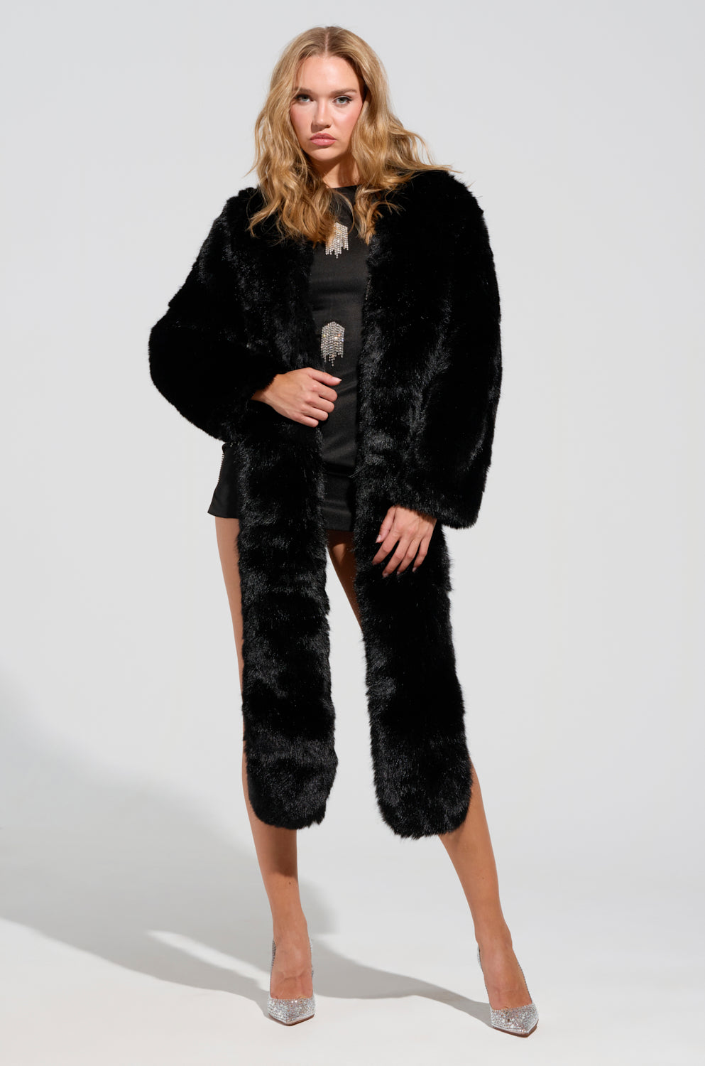 BUSINESS IN THE FRONT ASYMMETRICAL FUR BOLERO