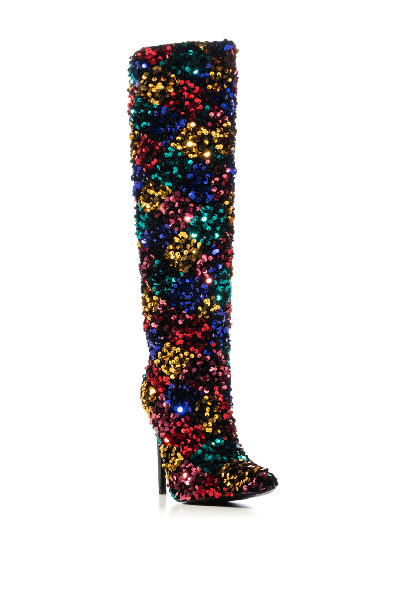 AZALEA WANG JIMENA MULTI SEQUIN STILETTO BOOT